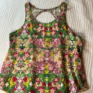 100% silk garden print top